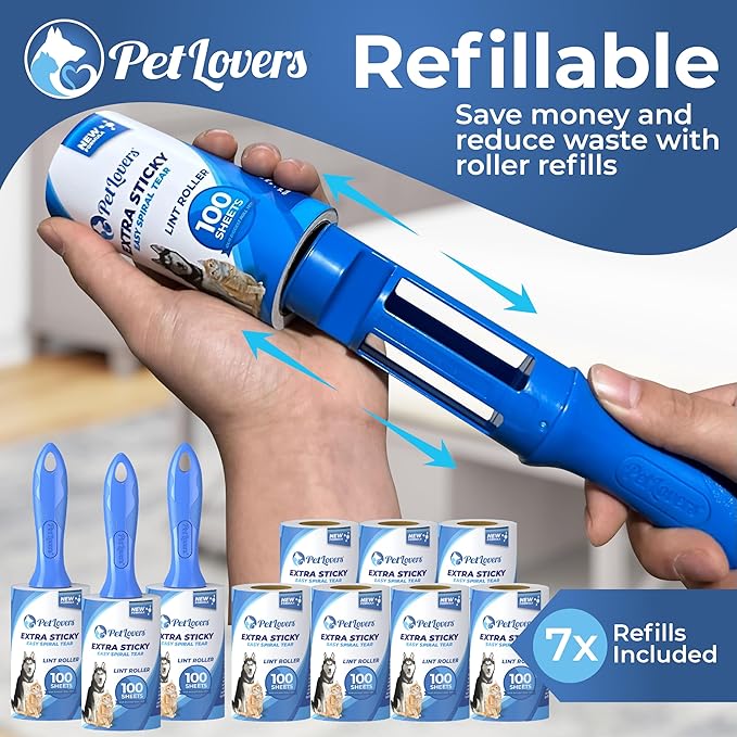 PetLovers Extra Sticky Lint Roller Bulk Value Set 3 Rollers 7 Refills 1 - Image 4