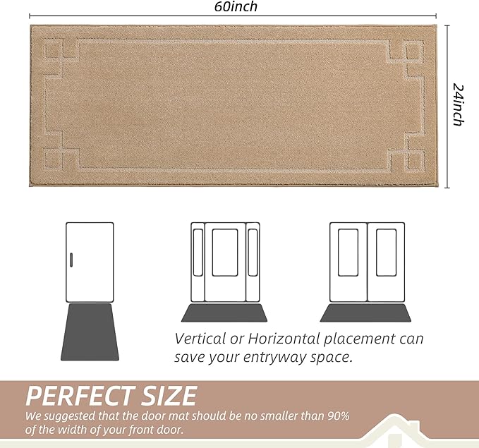 BEQHAUSE Door Mat 24" x 60", Non-Slip Door Mats Indoor Entryway Rugs Washable - Image 2