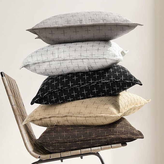 Pillow Covers 26x26 Set of 2 Soft Polyester Textured Pillow Covers - Image 4