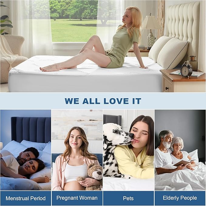 Waterproof Mattress Protector, California King Size Mattress Pad Fitted 6"-18" - Image 7