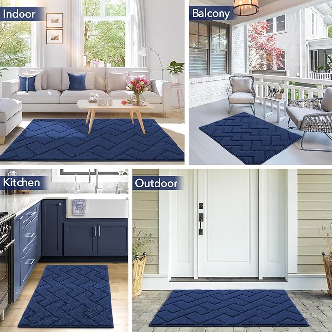 hicorfe Indoor Door Mat, Non Slip Door Mats, Absorbent Resist Dirt Entrance - Image 2