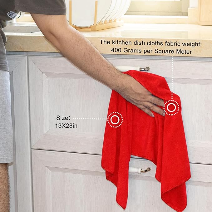 kimteny 13x28 Inches Kitchen Cloth Dish Towels, 400 GSM Premium Dishcloths - Image 2