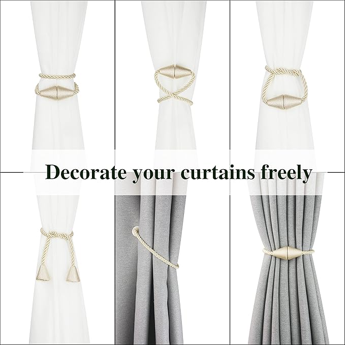 6 Pack Magnetic Curtain Tiebacks Rope Modern Handmade Curtain Tie Backs - Image 5