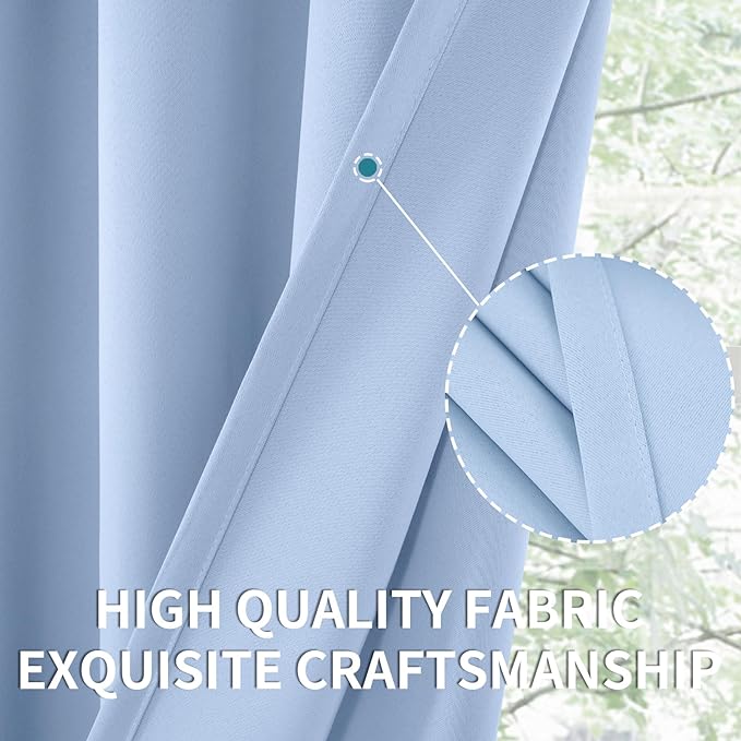 BGment Baby Blue Room Darkening Curtains - Image 6