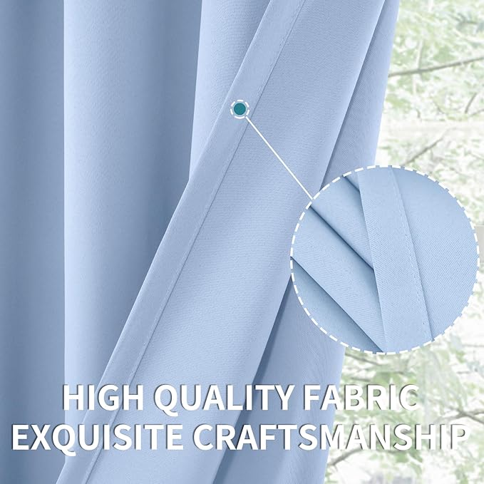 BGment Baby Blue Blackout Curtains 63 Inch Length - Image 4