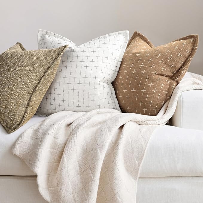 ZWJD Throw Pillow Covers 16x16 Set of 2 Soft Polyester Textured Pillow Covers - Image 4