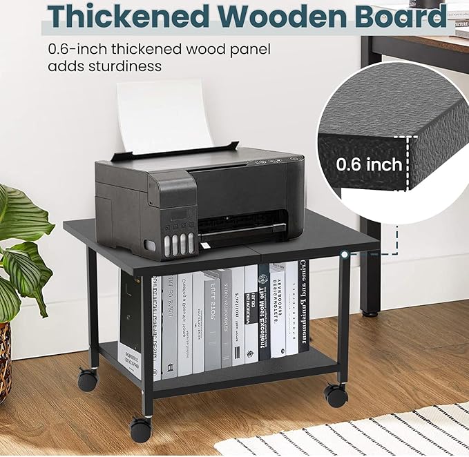 Printer Stand with Storage Under Desk Shelf, Desktop Printer Stand Organizer - Image 5