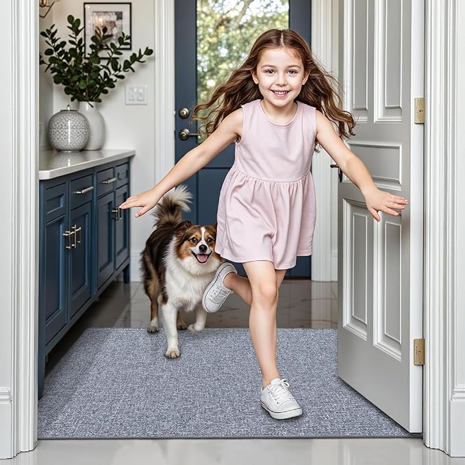 LUMI Ultra Thin Door Mat for Entryway, Low Profile Non Slip Rubber Backing - Image 2
