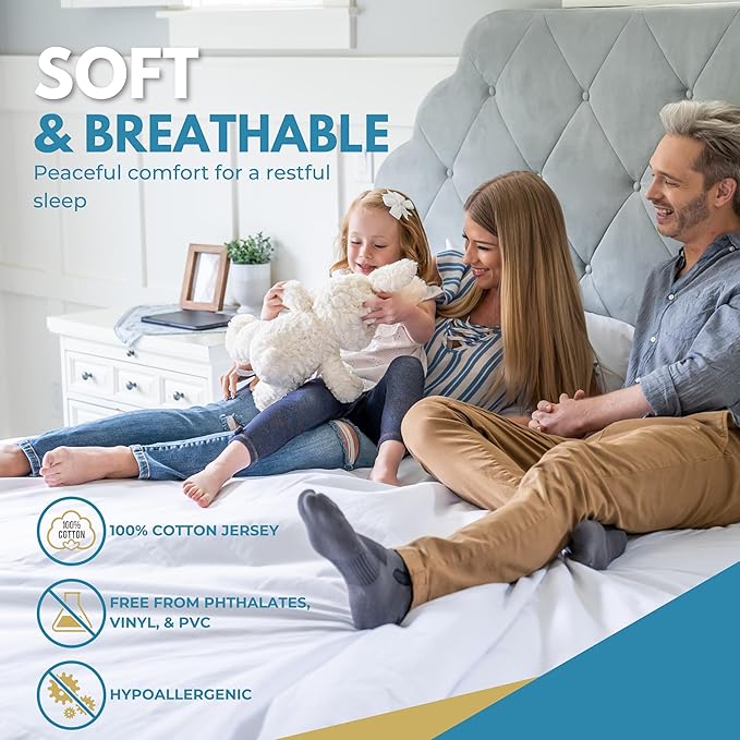 Full/Double 54x75” Premium Waterproof Zippered Mattress Encasement, 100% Cotton - Image 3