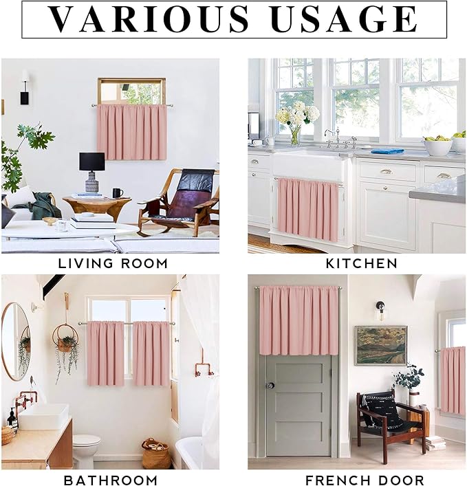 RYB HOME Peach Blush Rod Pocket Blackout Curtains - Image 6
