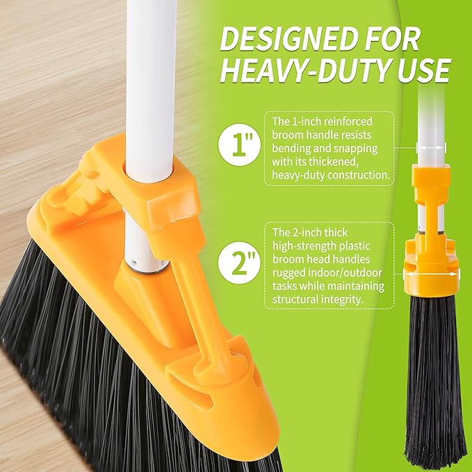 Outdoor Broom with 54'' Long Handle, Heavy Duty Broom - Image 5