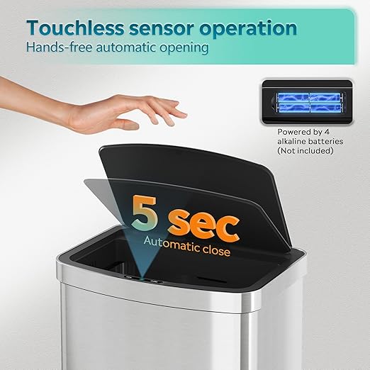 WLIVE 16 Gallon Motion Sensor Trash Can, 60 Liter Automatic Kitchen Trash Can - Image 4