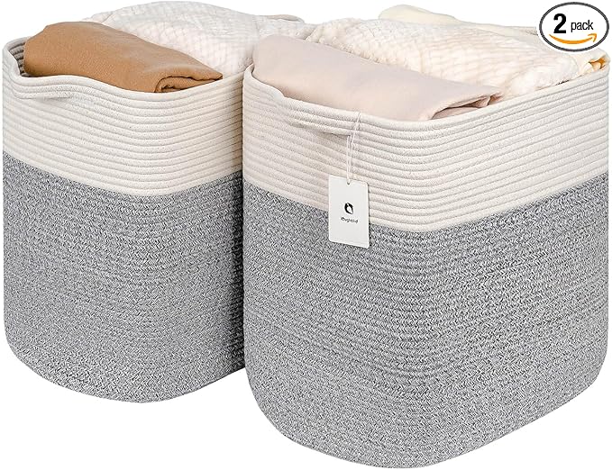 Storage Baskets for Clothes Fabric Cotton Rope Storage Basket by Laughbird