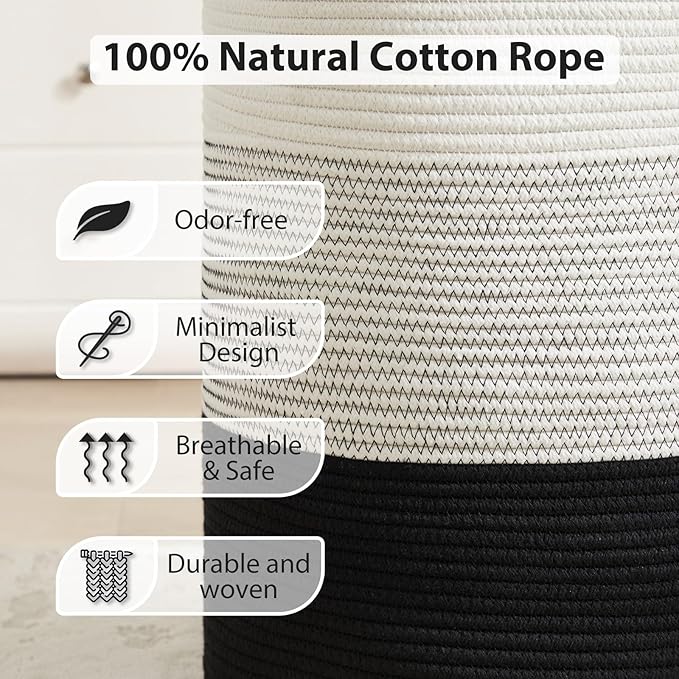 Fiona's magic Cotton Rope Laundry Hamper, Tall Woven Laundry Basket Storage - Image 5