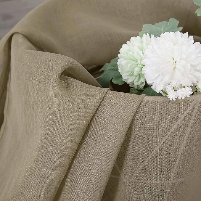 Tollpiz Short Sheer Curtain Linen Textured Bedroom Curtains Sheer Light - Image 6