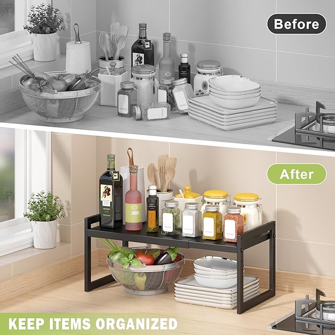 DOLALIKE Expandable kitchen Countertop Organizer, Stackable Cabinet Shelf - Image 4