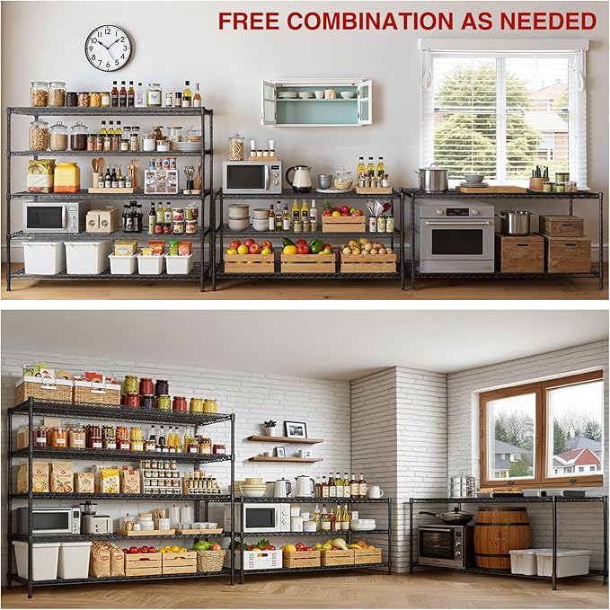 AIRAJ 60” W Storage Shelves Heavy Duty | 5 Tier Wire Shelving | 3500 LBS Metal - Image 6