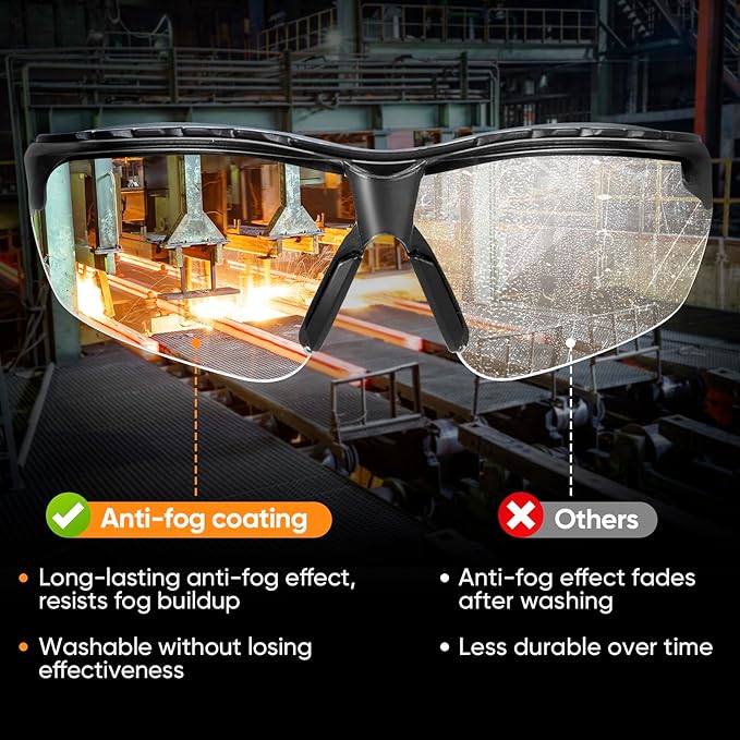 TICONN Anti-Fog Safety Glasses for Men and Women, ANSI Z87.1 Scratch Proof Eye - Image 4