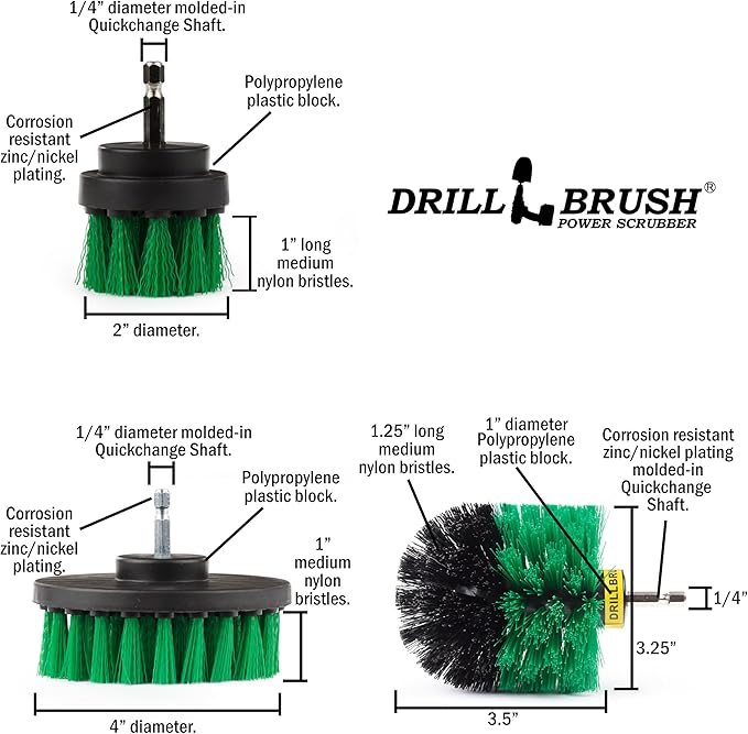 Drillbrush Green Kitchen Drill Brush Set – Drill Powered Cleaning Tools - Image 8