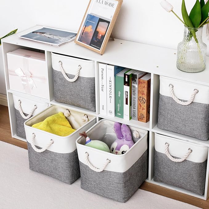 11 x 11 Inch Storage Cubes, 6 Pack Large Collapsible Fabric Storage Bin - Image 2