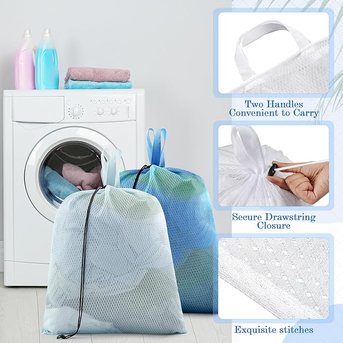 6 Pack 20 x 17 Inches Blue Mesh Laundry Bag - Image 4