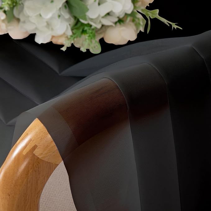 Chyhomenyc Black Sheer Curtains 45 Inches Length 2 Panels, Light Filtering Soft - Image 5
