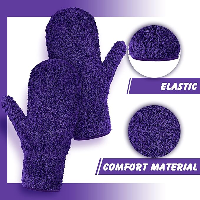 Bencailor 4 Pair Microfiber Dusting Mittens Reusable Women Cleaning Mittens - Image 5