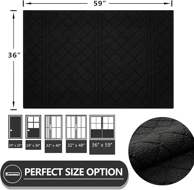 REFETONE Indoor Doormat, Front Back Door Mat 36"x59" Absorbent Rubber Backing - Image 2