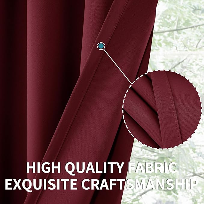 BGment Short Burgundy Blackout Curtains 36 Inches Length - Image 6