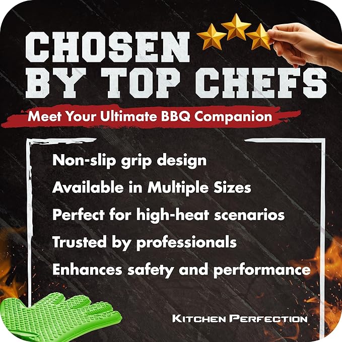 KITCHEN PERFECTION XL Silicone Smoker Oven Gloves-Extreme Heat Resistant BBQ - Image 6