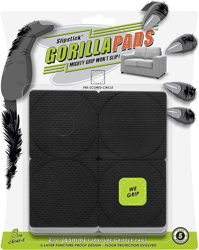GorillaPads Non-Slip Furniture Pads/Grippers, Rubber Floor Protectors by Slipstick