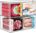 2 Pack Clear Freezer Organizer Bins Stackable Storage Bins by HEYUZB