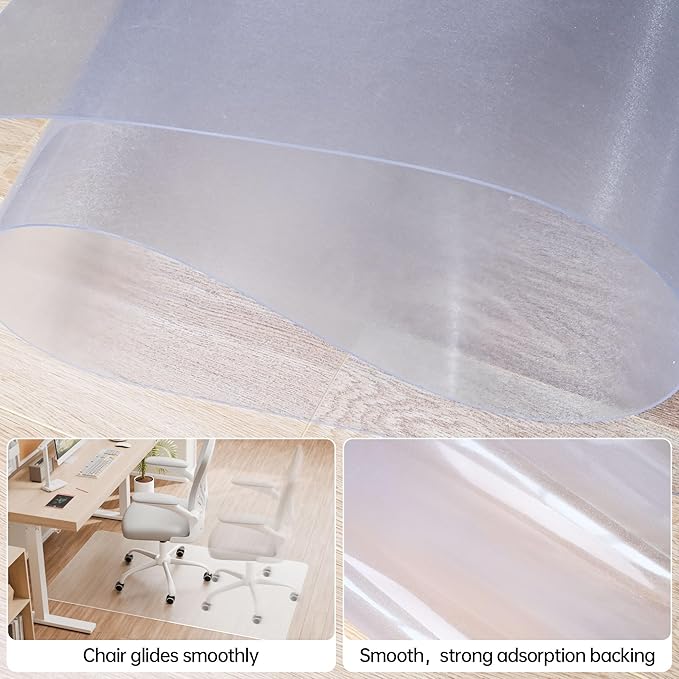 Office Chair Mat for Hardwood Floor, 48” x 40” Crystal Clear Hard Floor Chair - Image 6