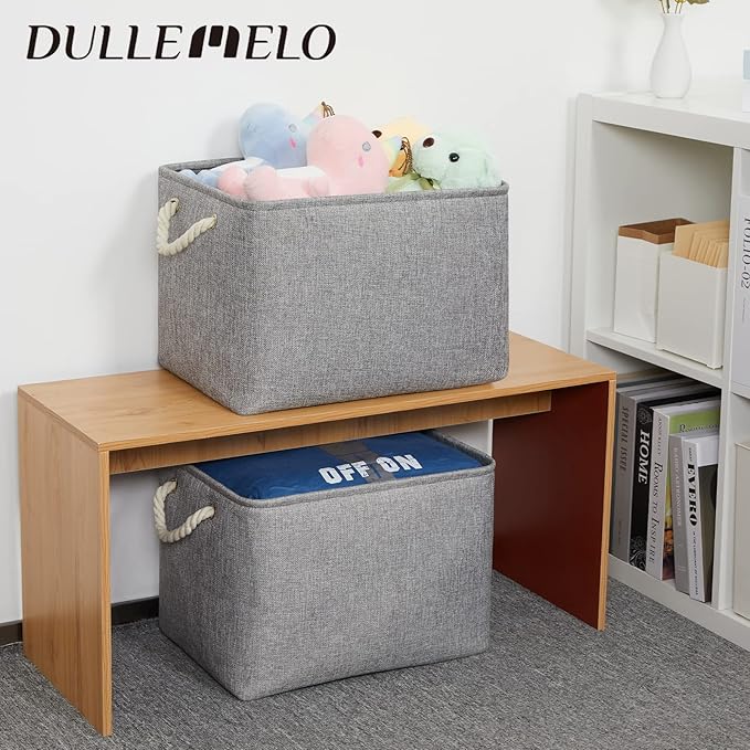 DULLEMELO Fabric Storage Bins 16x12x12 inches, Large Rectangular Storage - Image 6