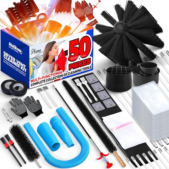 Holikme 50 Pieces 32 Feet Dryer Vent Cleaner Kit, Dryer Cleaning Tools by Holikme