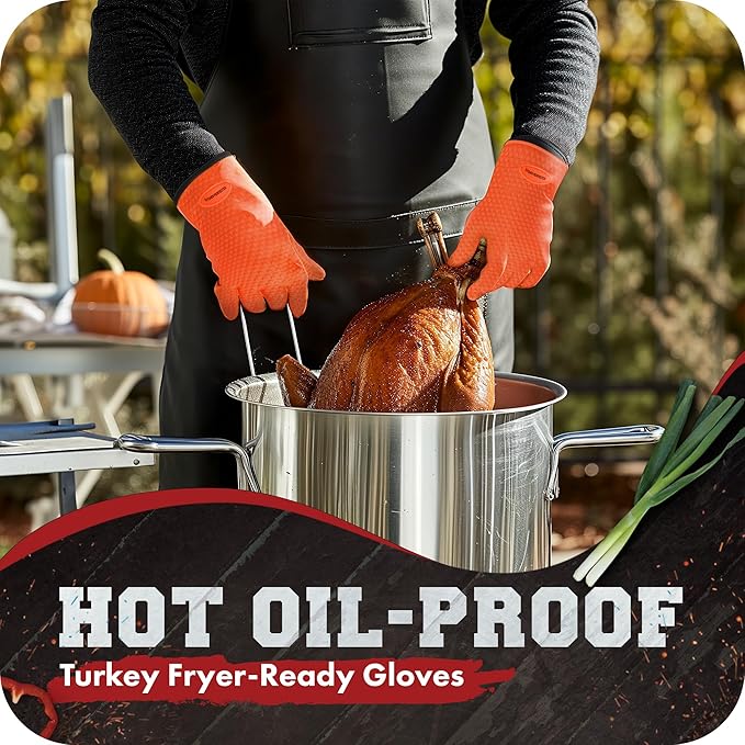 KITCHEN PERFECTION Silicone Smoker Oven Gloves -Extreme Heat Resistant BBQ - Image 4
