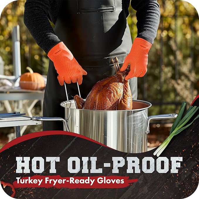 KITCHEN PERFECTION S Silicone Smoker Oven Gloves -Extreme Heat Resistant BBQ - Image 6