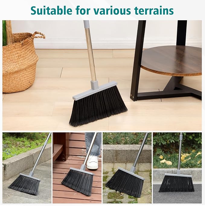 PBHEPJ Broom, Outdoor Broom for Floor Cleaning, Hard Bristle Angle Broom for - Image 7