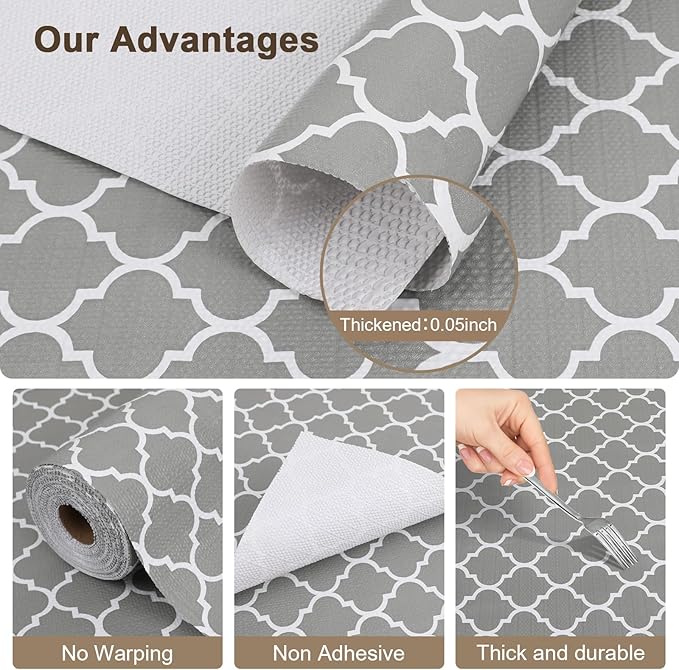 OcePor Non-Adhesive Drawer and Shelf Liner 17.5IN x 30FT，Non Slip Cabinet and - Image 4
