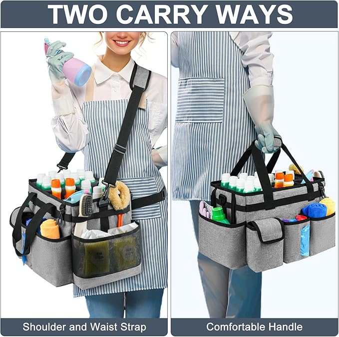 Cleaning Caddy Bag, Large Cleaning Supplies Organizer - Image 5