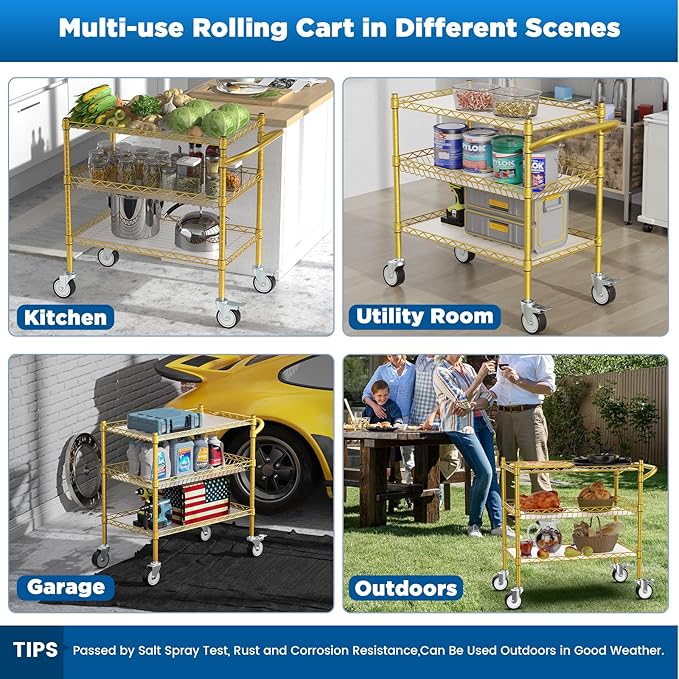 Leteuke 3 Tier Rolling Carts - Image 5