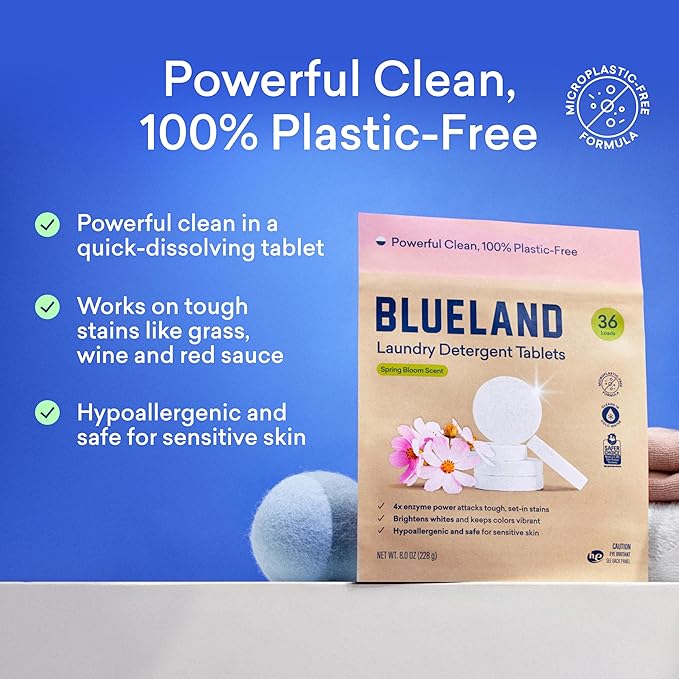 BLUELAND Laundry Detergent Tablets, Spring Bloom Scent, Plastic-Free - Image 2