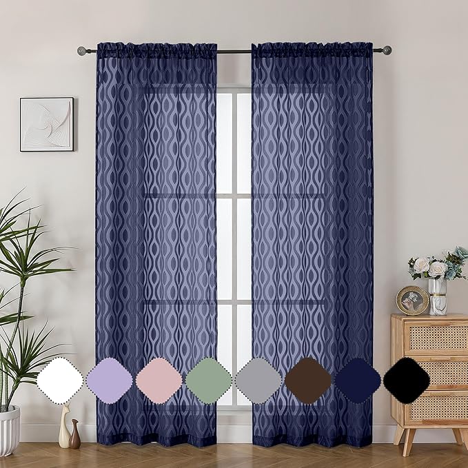 Aiyufeng Navy Blue Curtains - Image 2