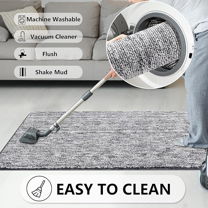 REFETONE Indoor Doormat, Front Door Mat 24"x36" Absorbent Rubber Backing Non - Image 6