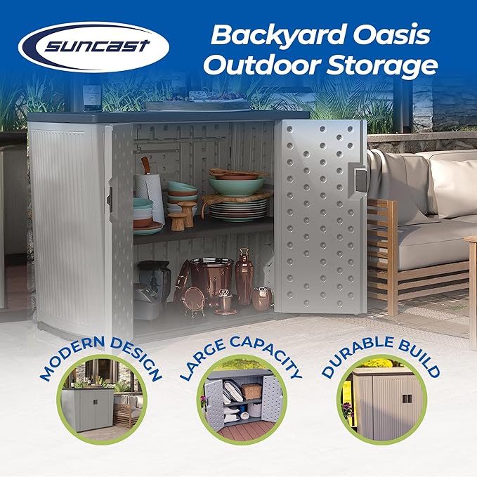 Suncast Outdoor Storage Shed for Patio and Garden, Backyard Oasis, 130 Gallon - Image 2