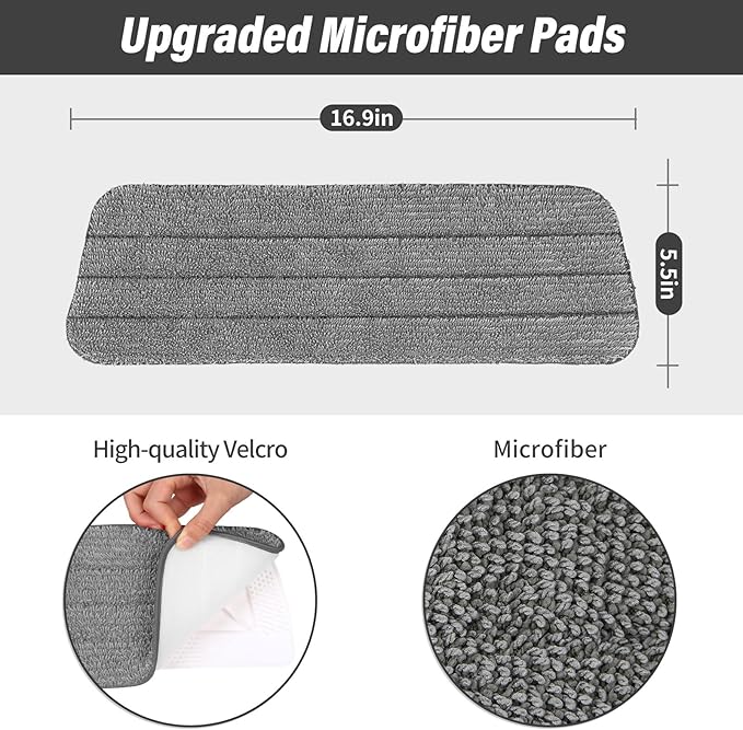 16.5 inch Mop Pads Refills, 3 Pack Microfiber Reusable Replacement Mop Pads - Image 2
