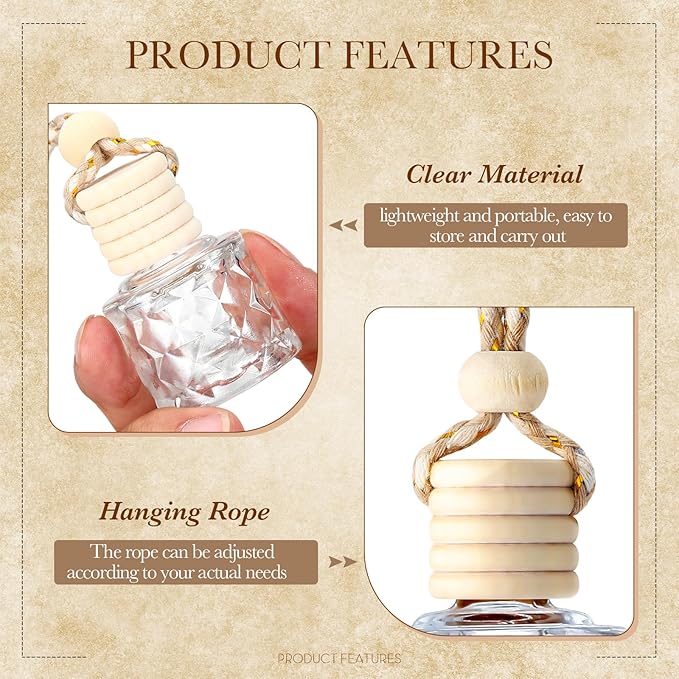 BBTO 50 Pcs Hanging Car Air Freshener Car Diffuser Bottles Empty Glass Perfume - Image 4