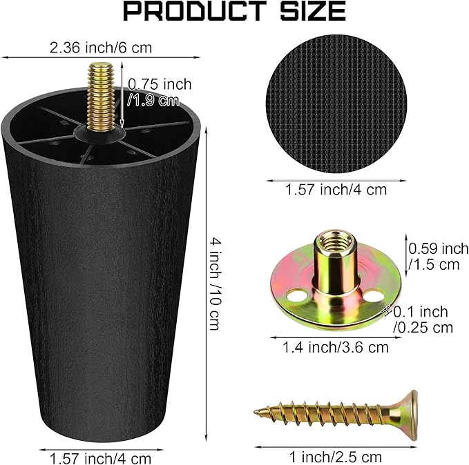 TURSTIN 16 Pack 4 Inch Plastic Furniture Legs - Image 2