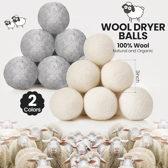 Roowest 56 Pieces Wool Dryer Balls Set 54 Reusable Wool Balls - Image 2