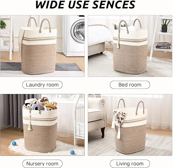 Woven Laundry Basket for Clothes, 100 L Large Rectangle Laundry Hampers - Image 7